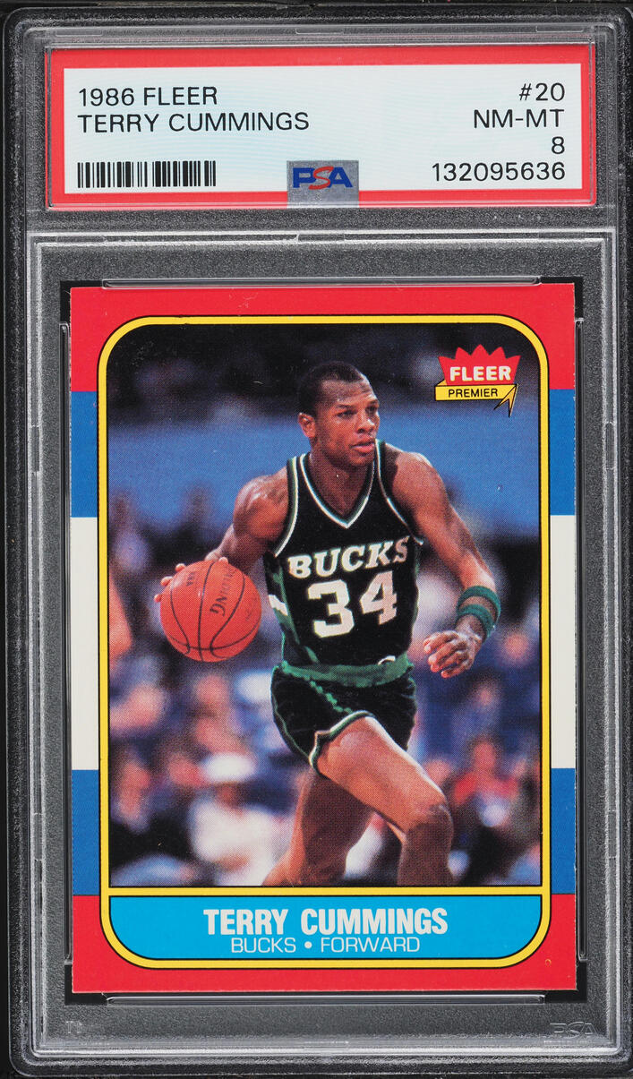 1986 Fleer Basketball Terry Cummings #20 PSA 8 NM-MT - Photo 1