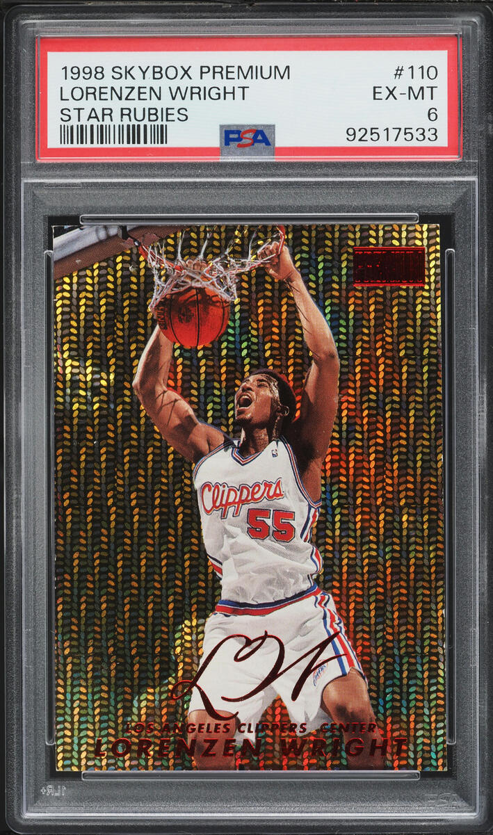 1998 Skybox Premium Star Rubies Lorenzen Wright 1/50 #110 PSA 6 EXMT