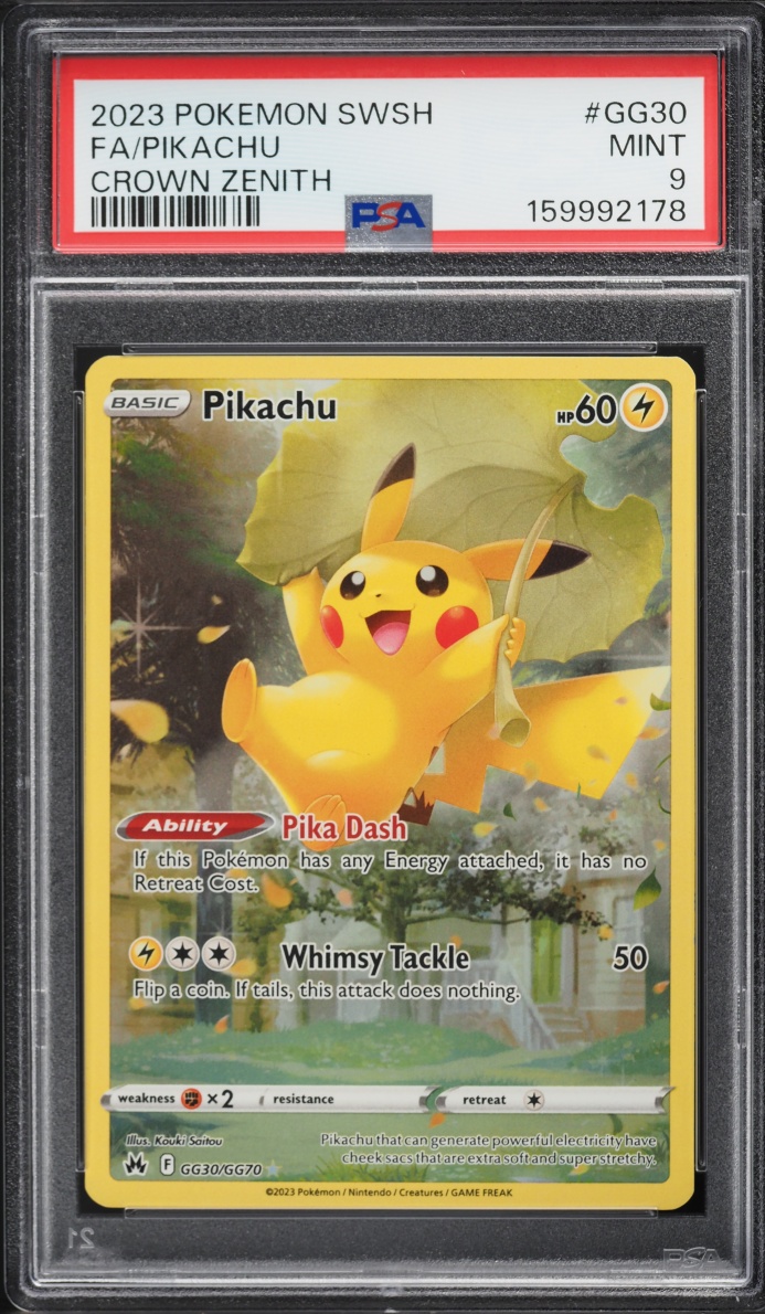 2023 Pokemon Sword & Shield Crown Zenith Full Art Pikachu #GG30 PSA 9 MINT