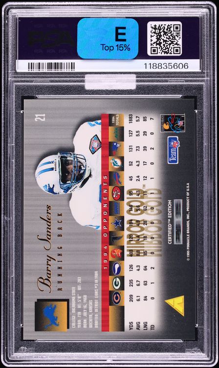 1995 Select Certified Mirror Gold Barry Sanders AUTO DNA 10 #21 MBA PSA 9 MINT