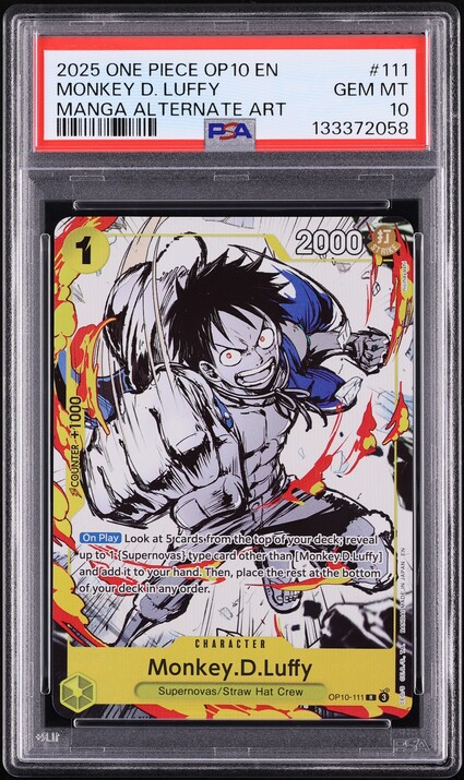 2025 One Piece Premium Card Collection Manga Art Monkey D. Luffy #OP10-111 PSA 10 GEM MINT