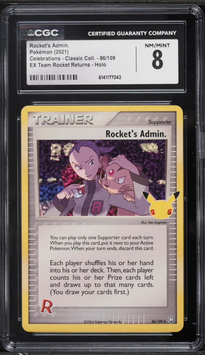 2021 Pokemon SWSH Celebrations Classic Collection Holo Rocket's Admin. #86 CGC 8 NM-MT