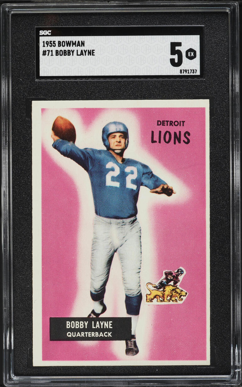 1955 Bowman Football Bobby Layne #71 SGC 5 EX