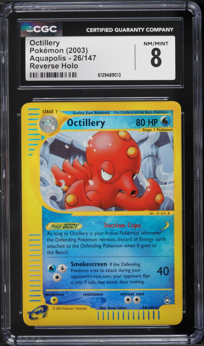 2003 Pokemon Aquapolis Reverse Holo Octillery #26 CGC 8 NM-MT