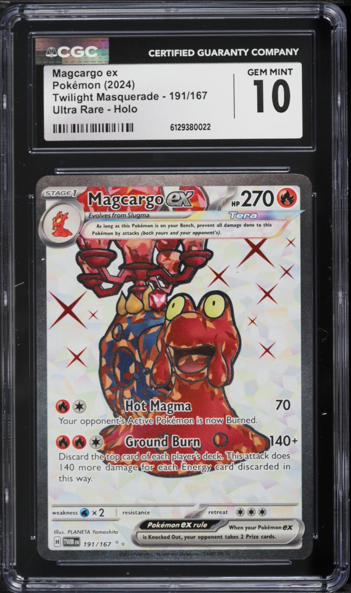 2024 Pokemon Scarlet & Violet Twilight Masquerade Full Art Magcargo ex #191 CGC 10 GEM MINT