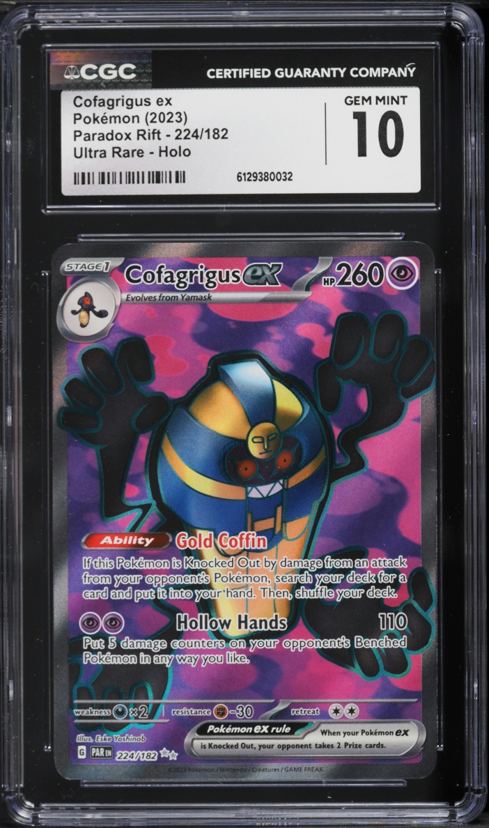 2023 Pokemon Scarlet & Violet Paradox Rift Full Art Cofagrigus ex #224 CGC 10 GEM MINT