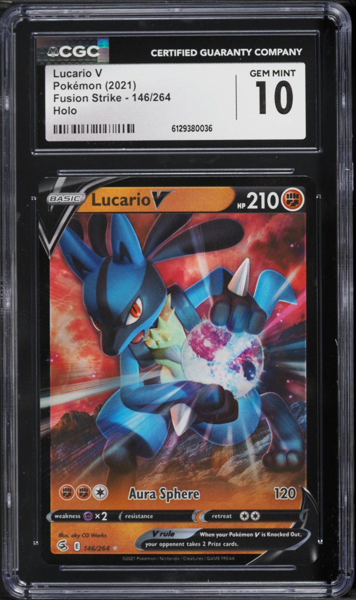 2021 Pokemon Sword & Shield Fusion Strike Holo Lucario V #146 CGC 10 GEM MINT