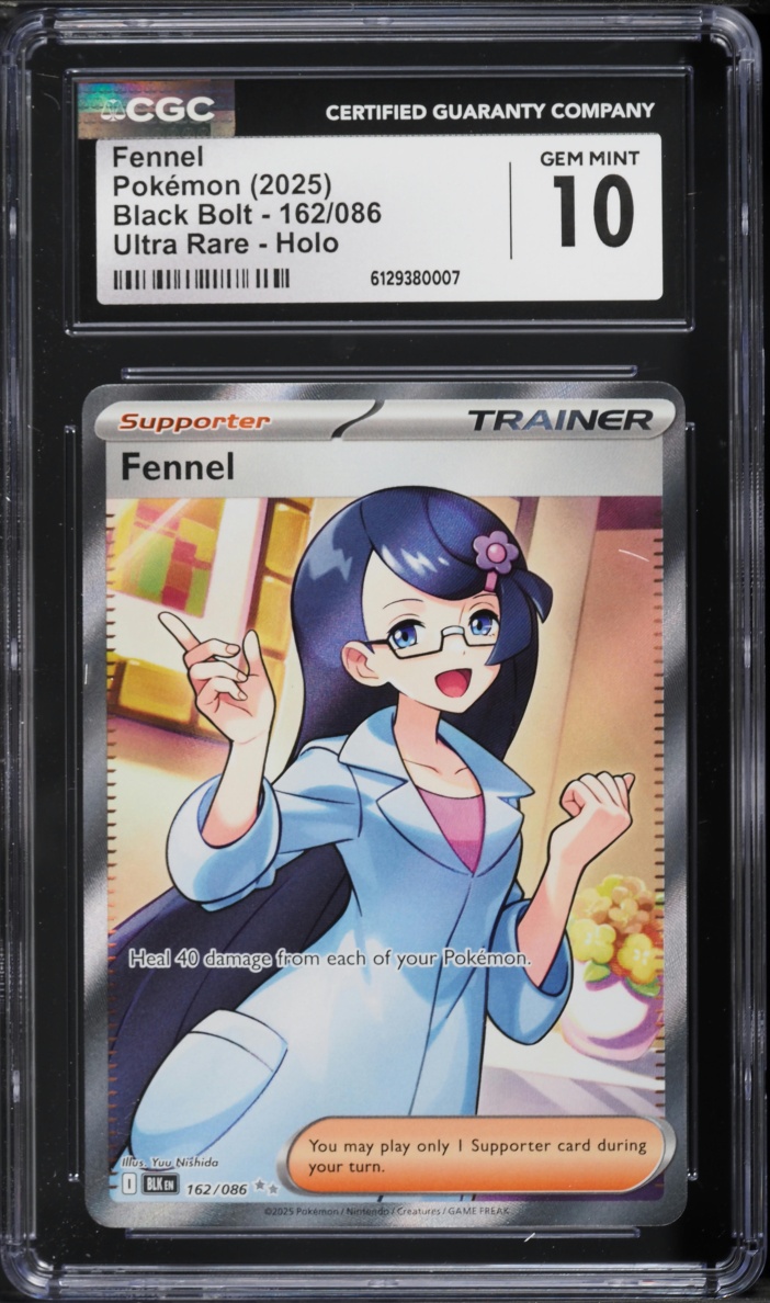 2025 Pokemon Scarlet & Violet Black Bolt Full Art Fennel #162 CGC 10 GEM MINT