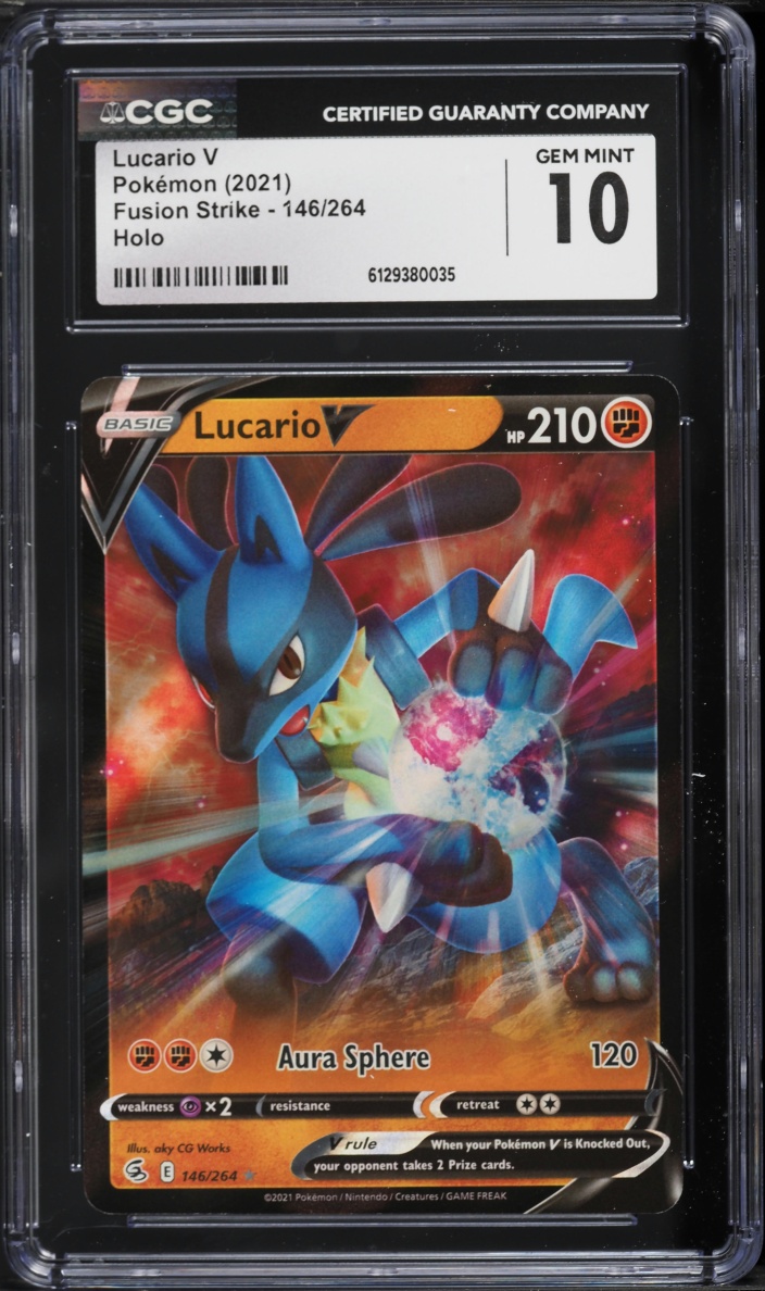 2021 Pokemon Sword & Shield Fusion Strike Holo Lucario V #146 CGC 10 GEM MINT