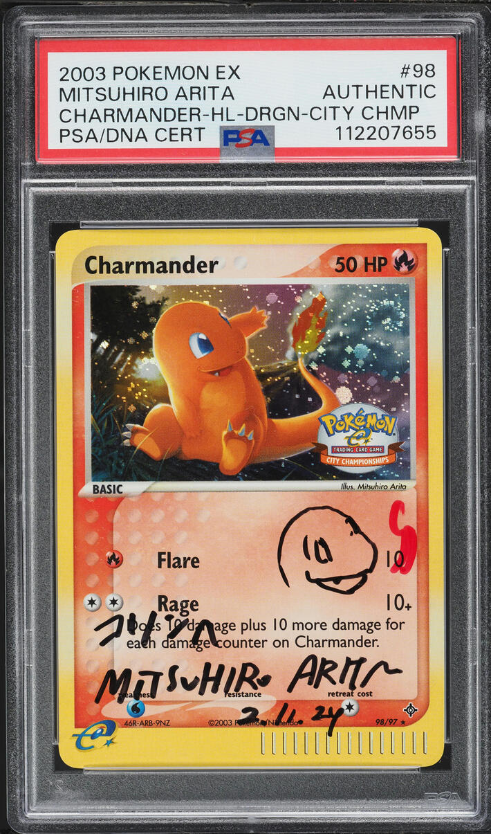 2003 Pokemon EX Dragon City Champ Charmander Mitsuhiro Arita AUTO #98 PSA/DNA AUTH
