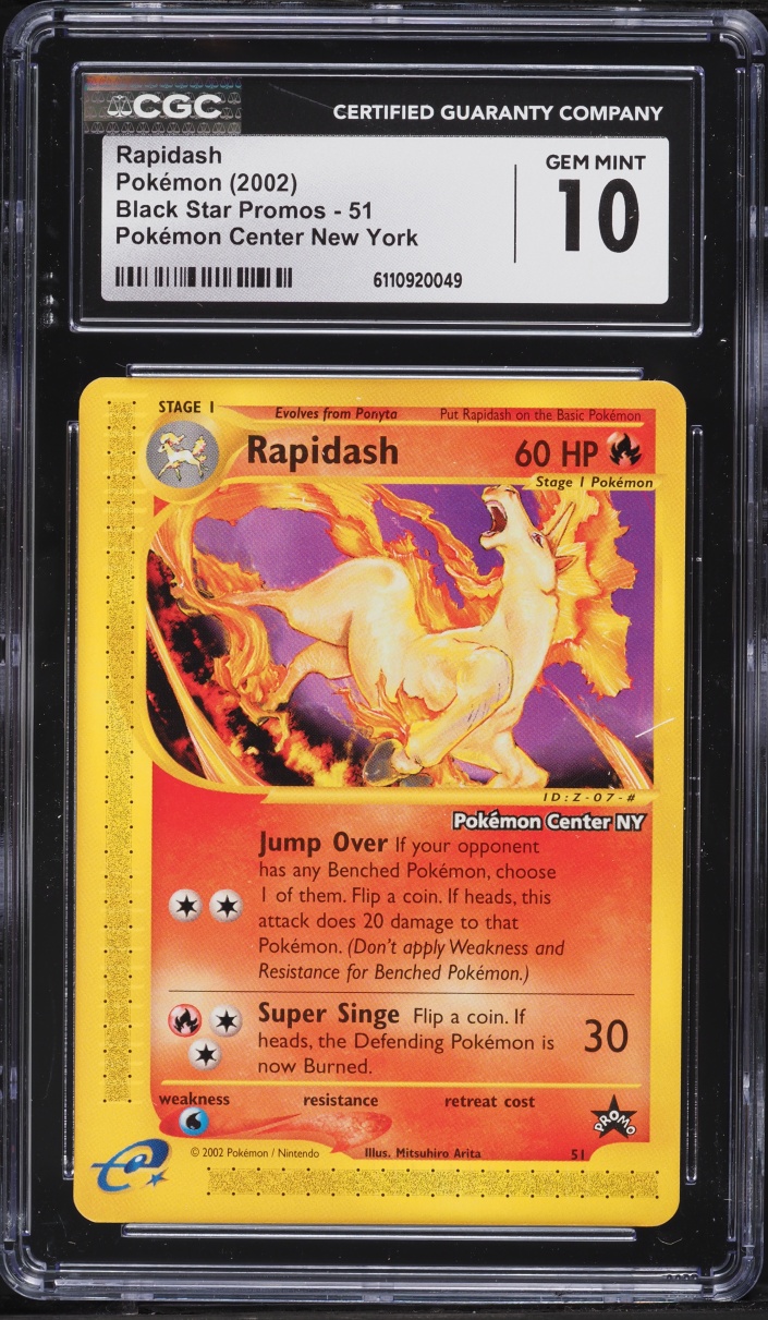 2002 Pokemon Black Star Promo Center New York Rapidash #51 CGC 10 GEM MINT