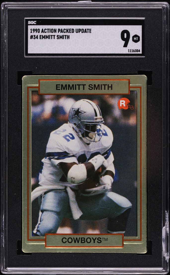 1990 Action Packed Update Emmitt Smith ROOKIE #34 SGC 9 MINT
