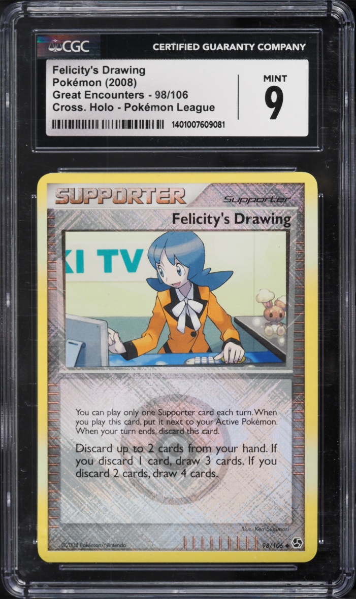 2008 Pokemon Diamond & Pearl Great Encounters League Holo Felicity's Drawing #98 CGC 9 MINT