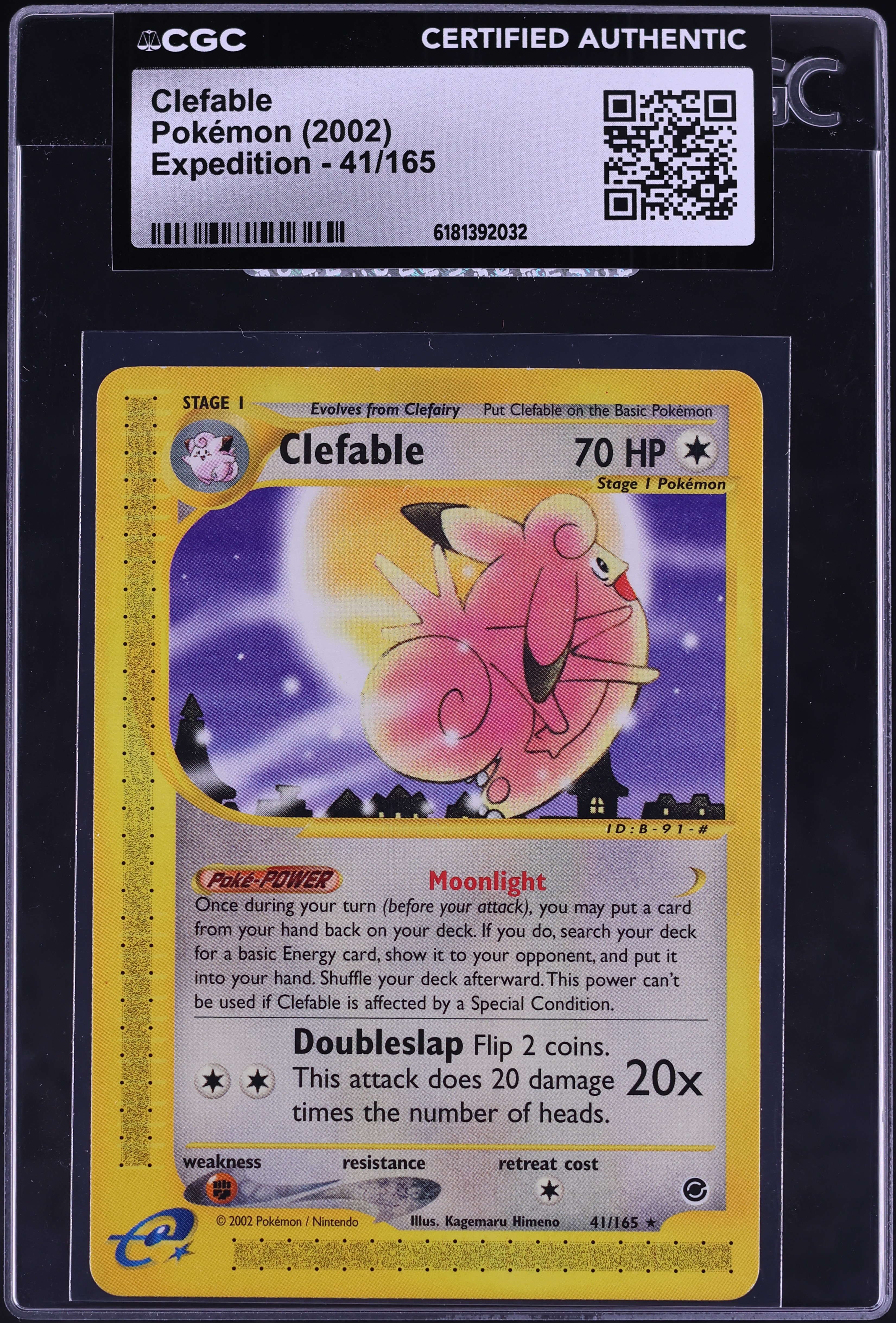 2002 Pokemon Expedition Clefable #41 CGC AUTH