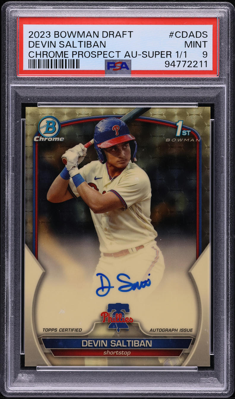 2023 Bowman Chrome Draft Superfractor Devin Saltiban PROSPECT AUTO 1/1 #CDA-DS PSA 9 MINT