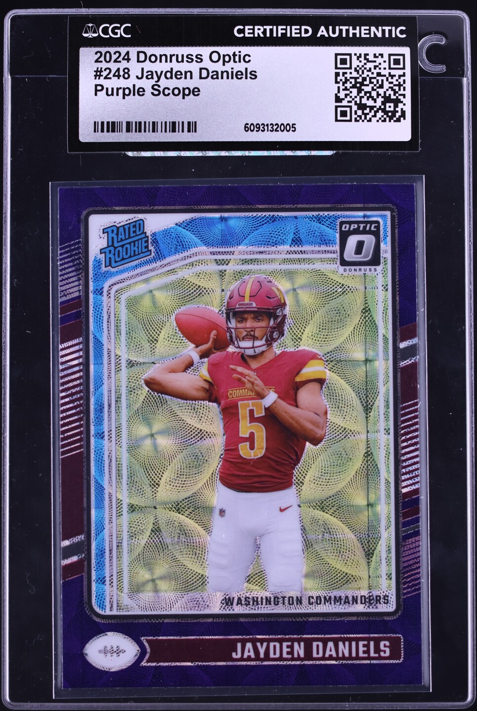 2024 Donruss Optic Purple Scope Prizm Jayden Daniels ROOKIE #248 CGC AUTH