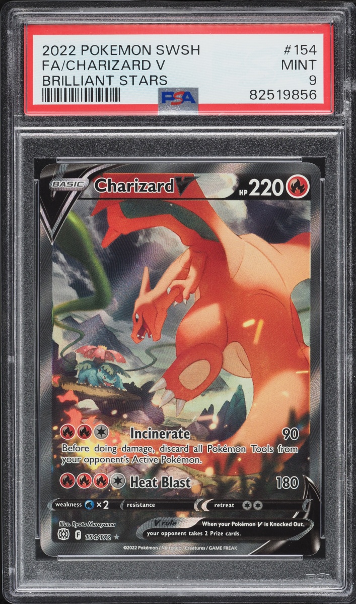 2022 Pokemon Sword & Shield Brilliant Stars Full Art Charizard V #154 PSA 9 MINT