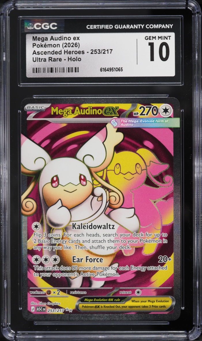 2026 Pokemon Mega Evolution Ascended Heroes Full Art Mega Audino Ex #253 CGC 10 GEM MINT
