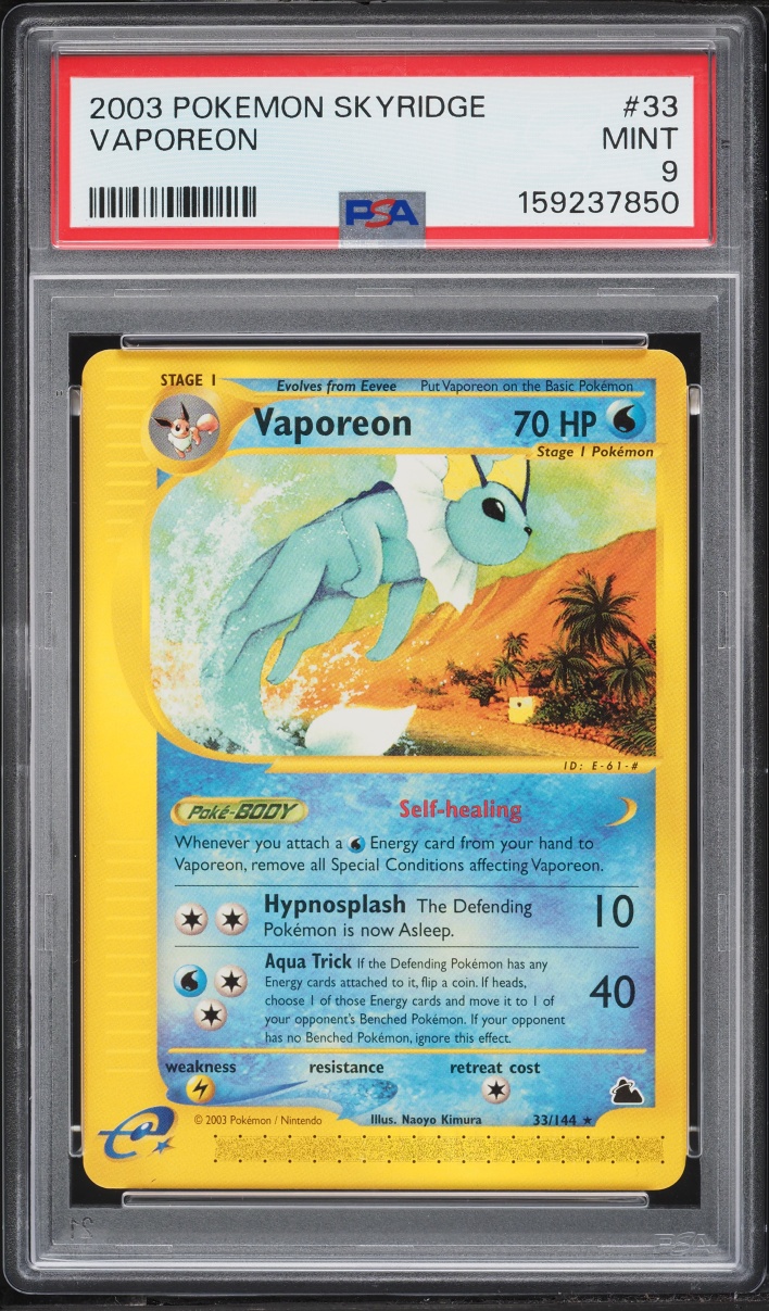 2003 Pokemon Skyridge Vaporeon #33 PSA 9 MINT