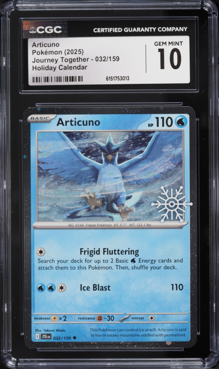 2025 Pokemon Scarlet & Violet Journey Together Holiday Calendar Articuno #32 CGC 10 GEM MINT