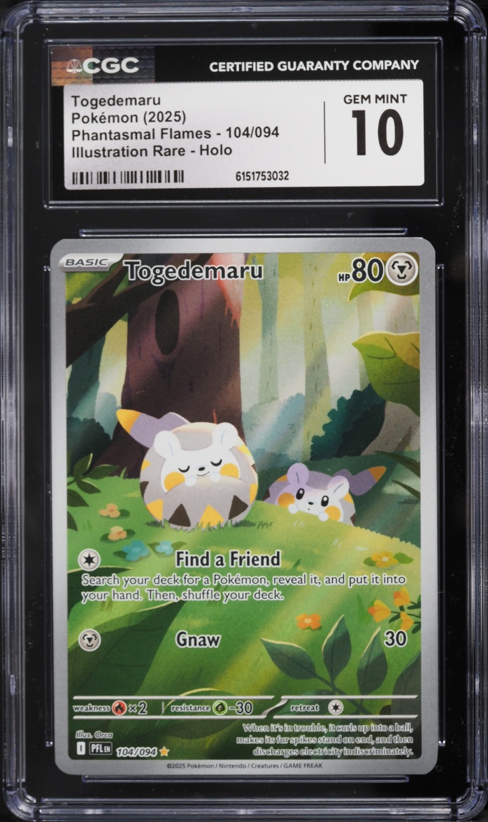 2025 Pokemon Mega Evolution Phantasmal Flames IR Togedemaru #104 CGC 10 GEM MINT