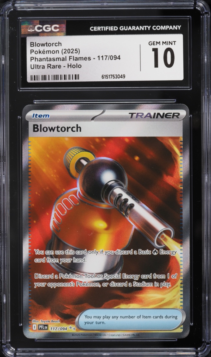 2025 Pokemon Mega Evolution Phantasmal Flames Full Art Blowtorch #117 CGC 10 GEM MINT