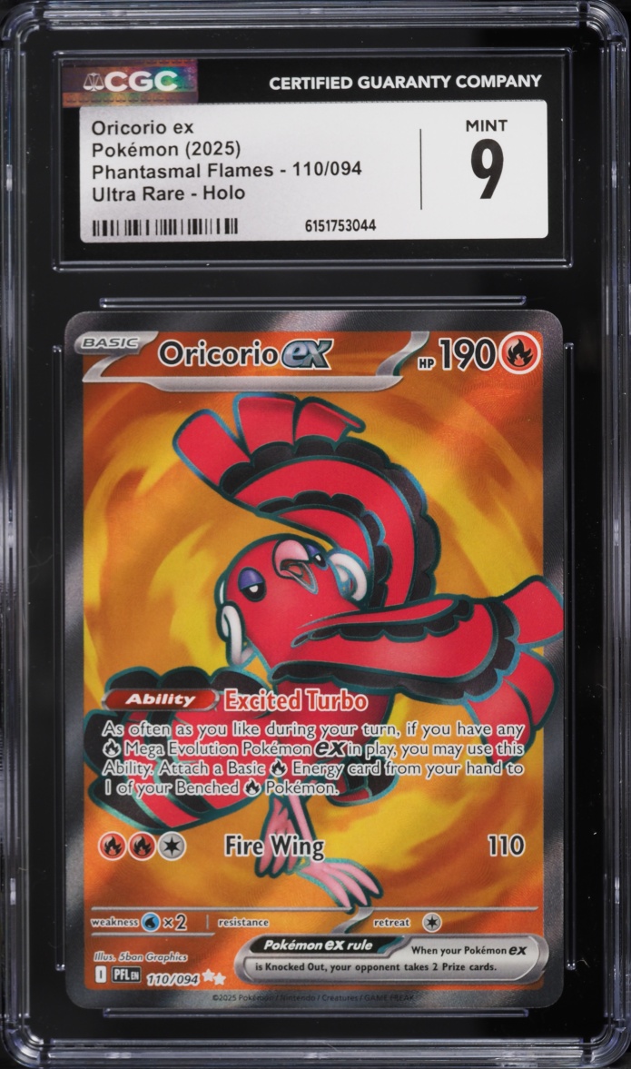 2025 Pokemon Mega Evolution Phantasmal Flames Full Art Oricorio EX #110 CGC 9 MINT
