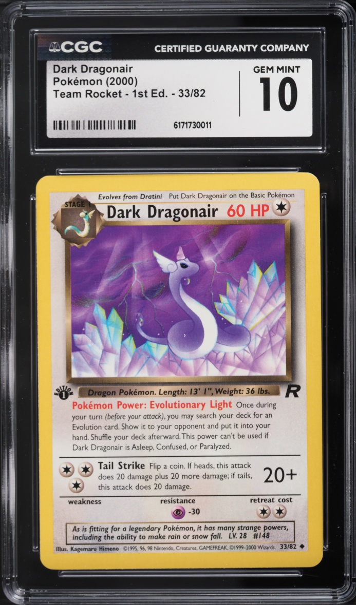 2000 Pokemon Team Rocket 1st Edition Dark Dragonair #33 CGC 10 GEM MINT