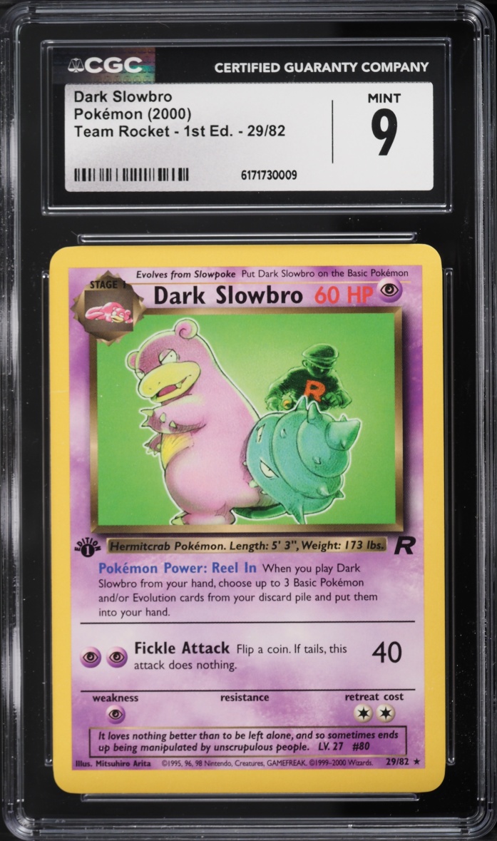 2000 Pokemon Team Rocket 1st Edition Dark Slowbro #29 CGC 9 MINT