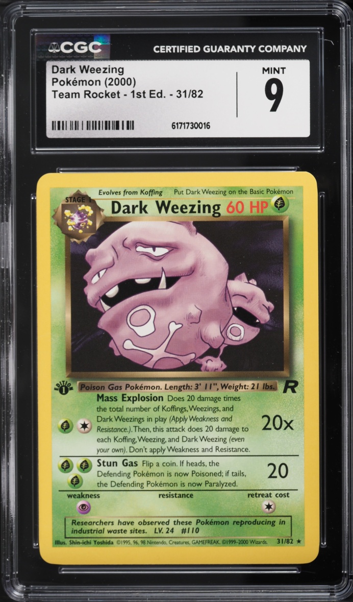 2000 Pokemon Team Rocket 1st Edition Dark Weezing #31 CGC 9 MINT