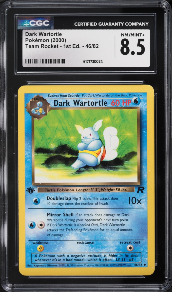 2000 Pokemon Team Rocket 1st Edition Dark Wartortle #46 CGC 8.5 NM-MT+