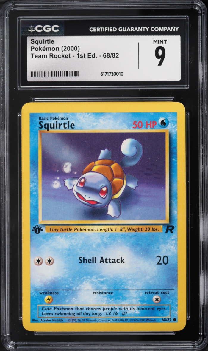 2000 Pokemon Team Rocket 1st Edition Squirtle #68 CGC 9 MINT