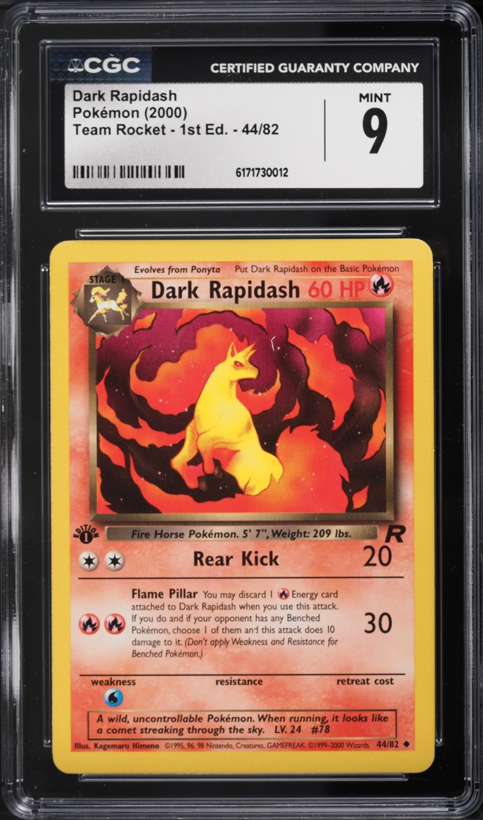 2000 Pokemon Team Rocket 1st Edition Dark Rapidash #44 CGC 9 MINT
