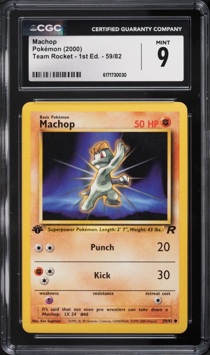2000 Pokemon Team Rocket 1st Edition Machop #59 CGC 9 MINT