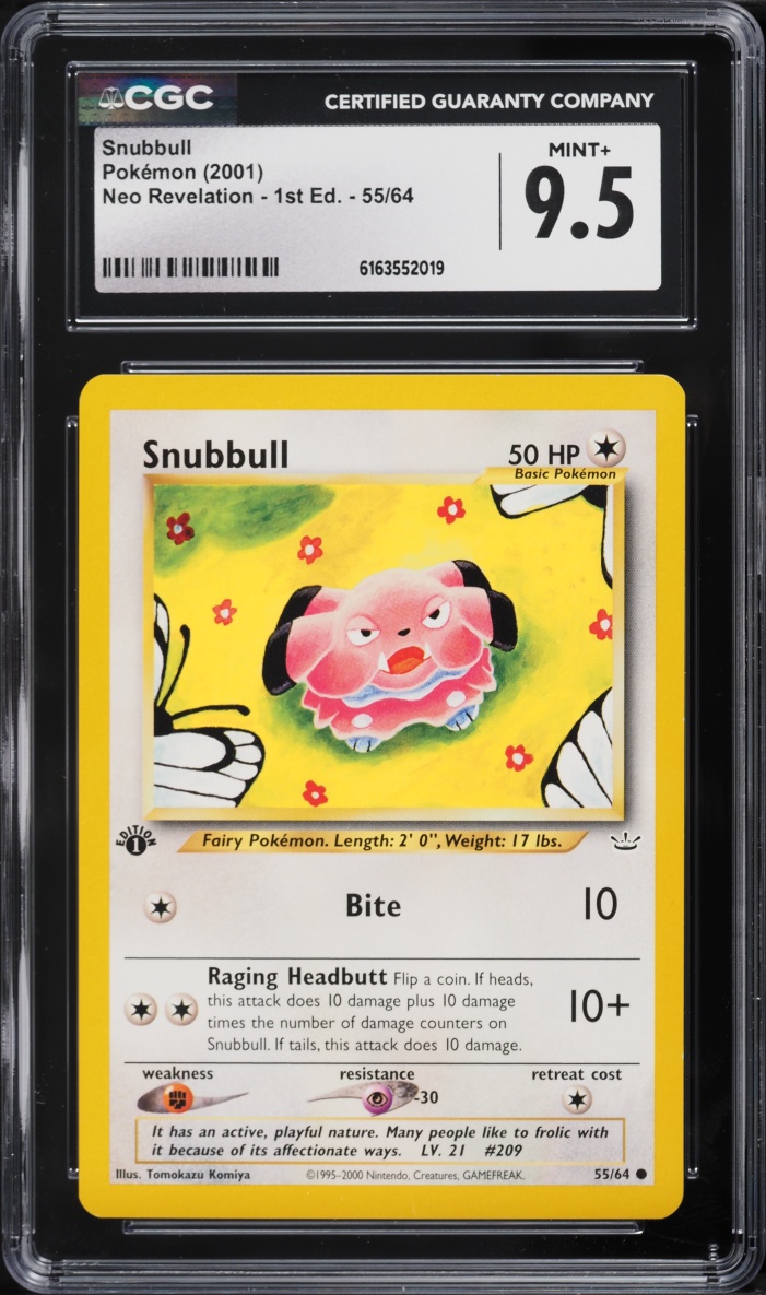 2001 Pokemon Neo Revelation 1st Edition Snubbull #55 CGC 9.5 MINT+