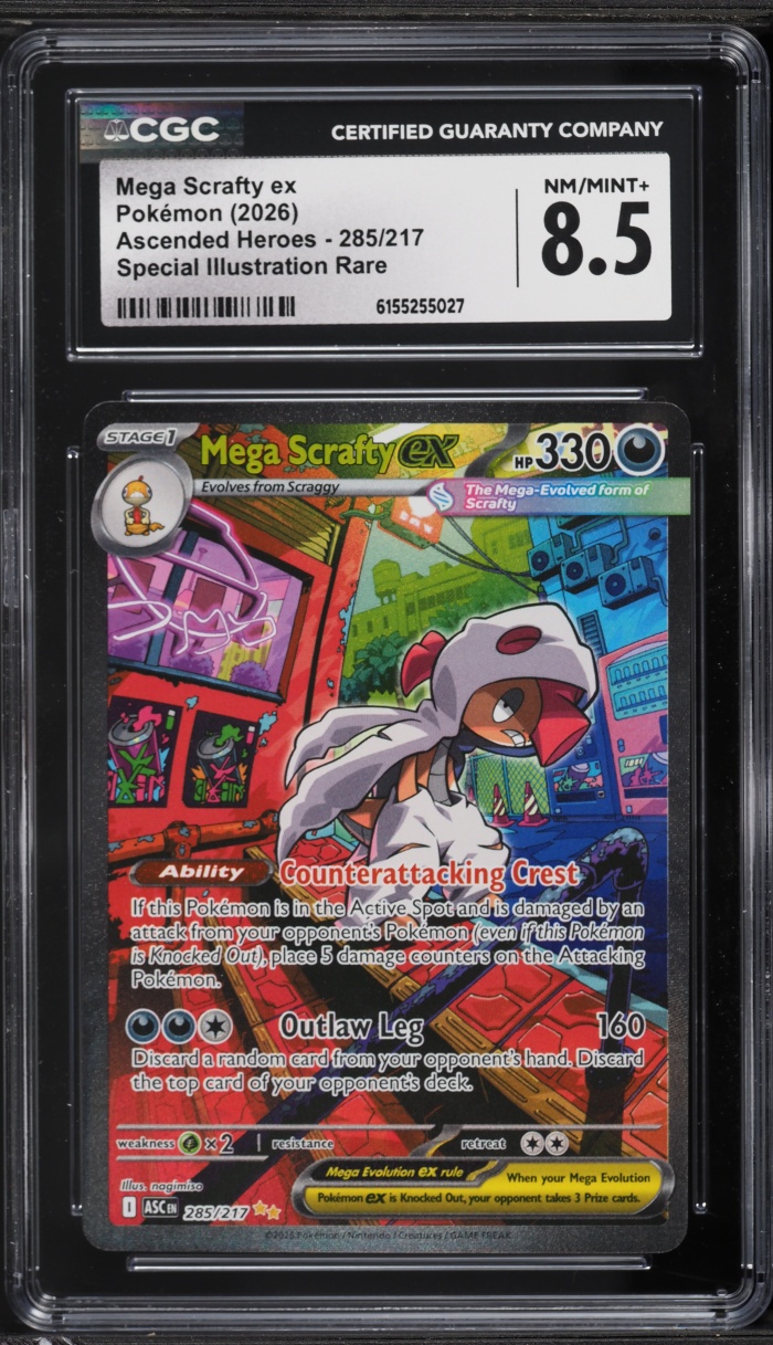 2026 Pokemon Mega Evolution Ascended Heroes SIR Mega Scrafty EX #285 CGC 8.5 NM-MT+