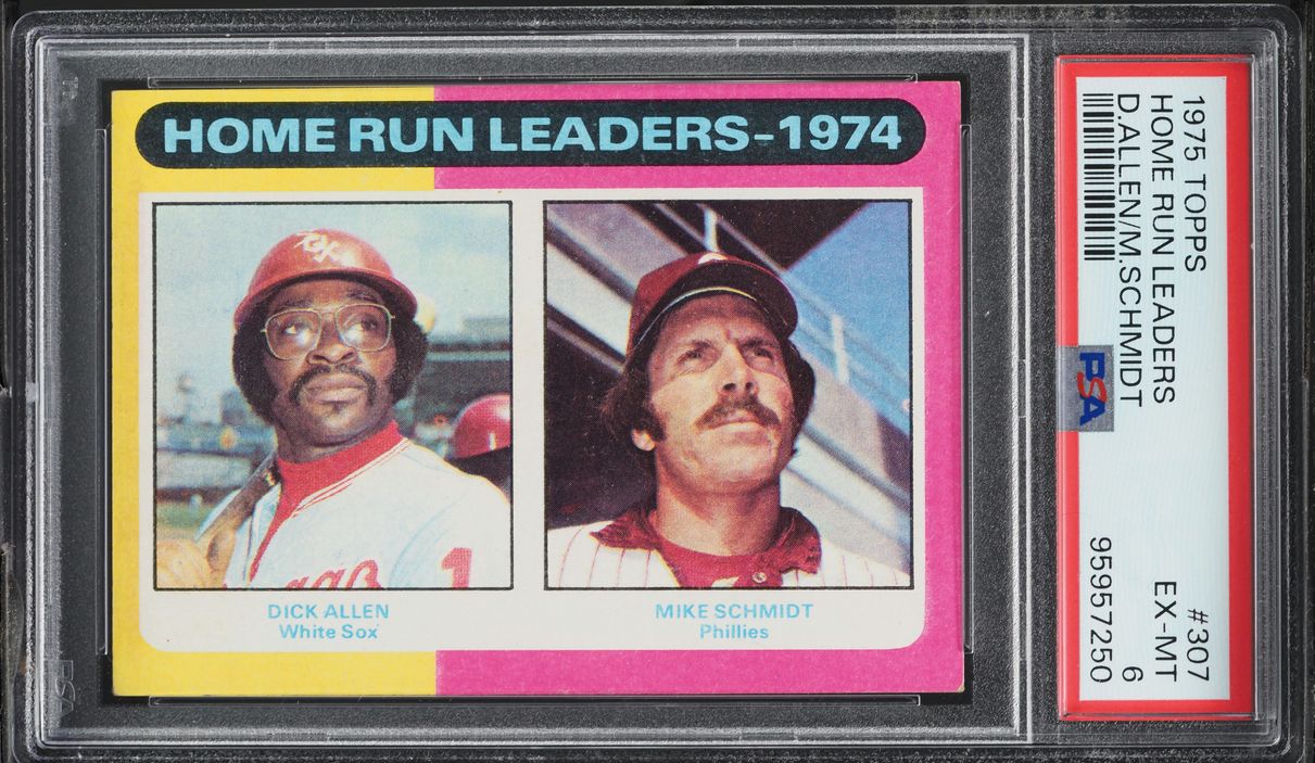 1975 Topps Mike Schmidt & Dick Allen HOME RUN LEADERS #307 PSA 6 EXMT