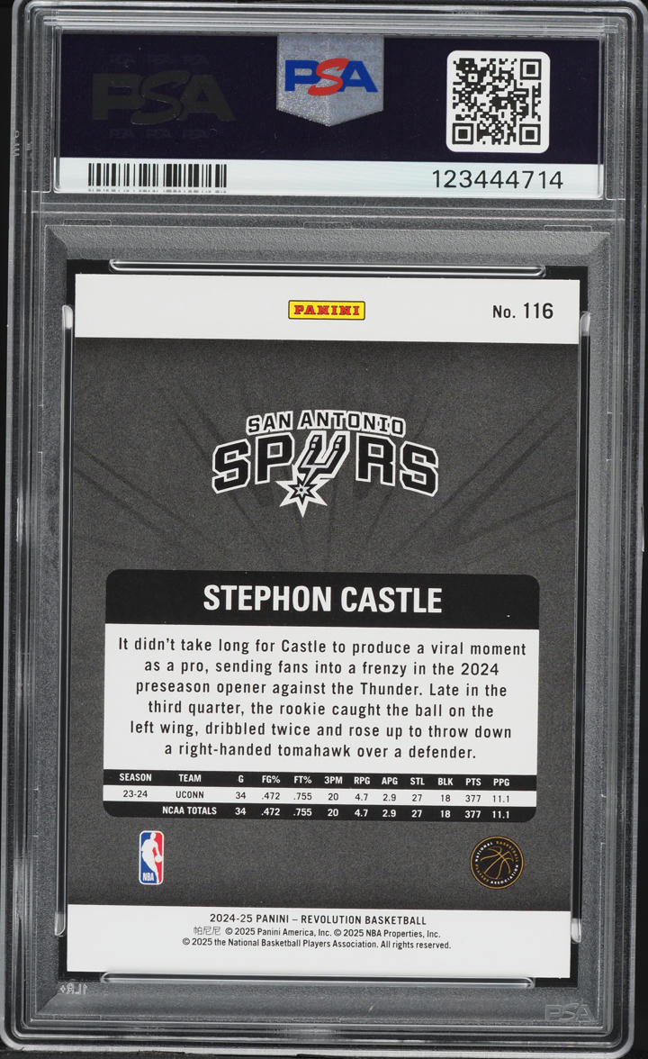 2024 Panini Revolution Stephon Castle ROOKIE #116 PSA 10 GEM MINT