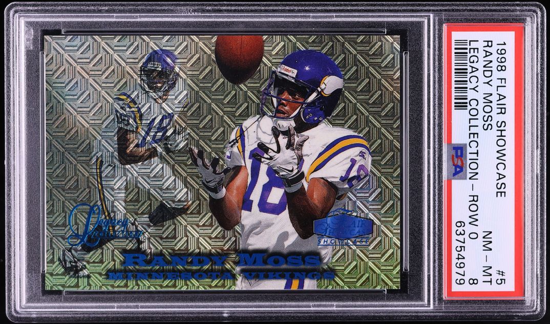 1998 Flair Showcase Legacy Collection Row 0 Randy Moss ROOKIE /100 #5 PSA 8 NM-MT - Photo 1