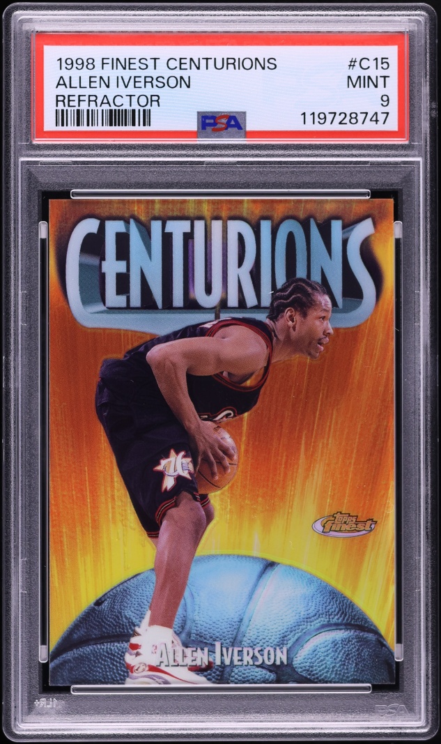 1998 Finest Centurions Refractor Allen Iverson /75 #C15 PSA 9 MINT - Photo 1