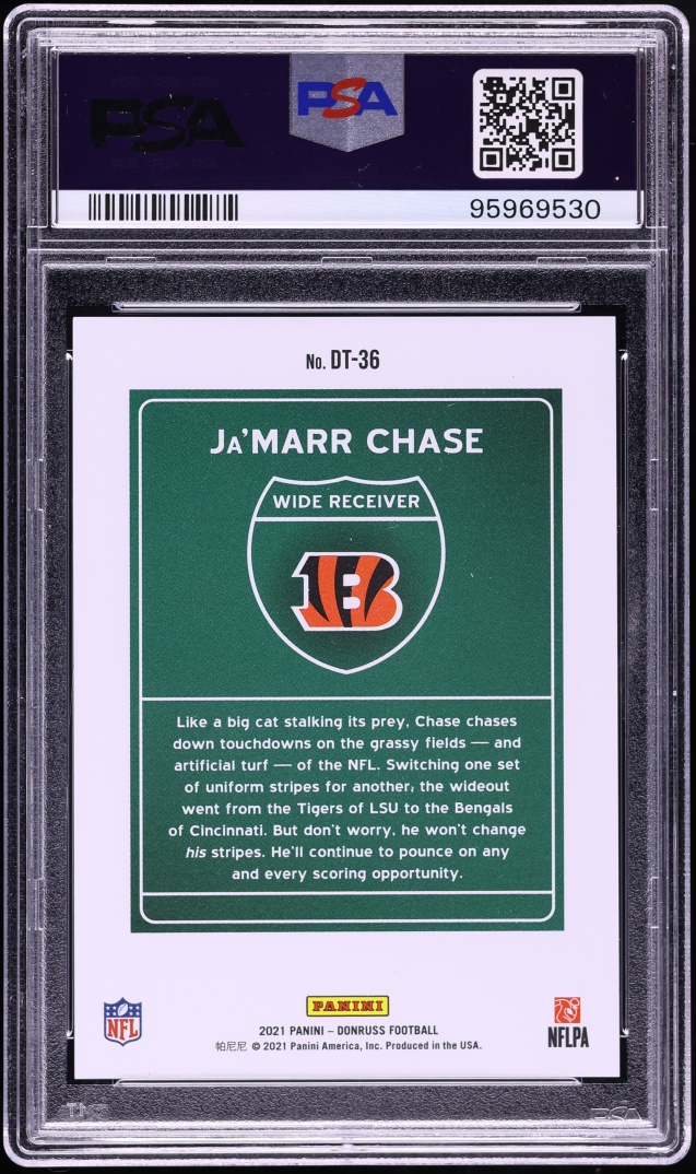 2021 Donruss Downtown Ja'Marr Chase ROOKIE #DT-36 PSA 9 MINT - Photo 2