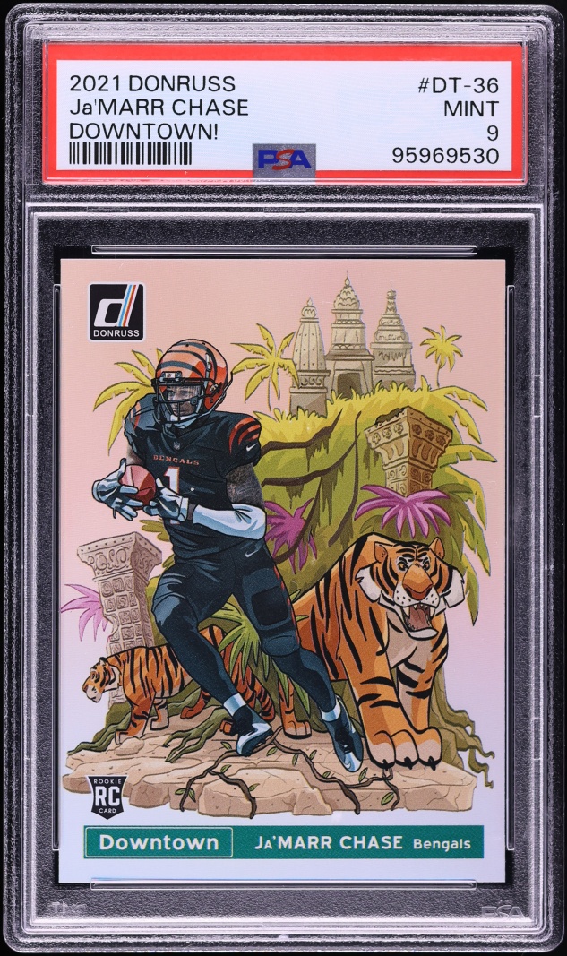 2021 Donruss Downtown Ja'Marr Chase ROOKIE #DT-36 PSA 9 MINT - Photo 1