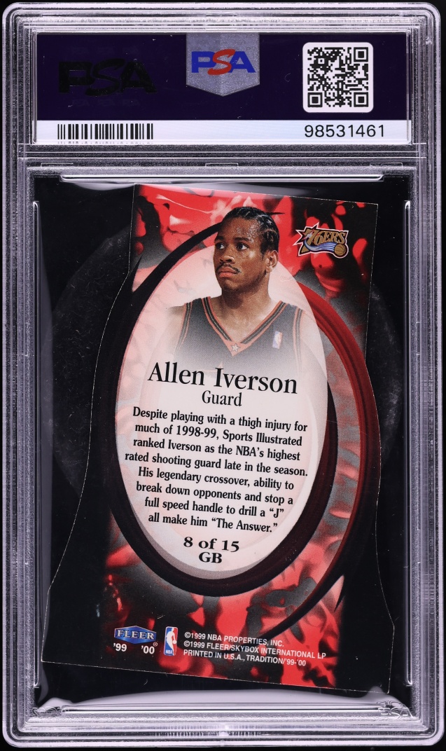 1999 Fleer Tradition Game Breakers Allen Iverson /100 #8 PSA 7 NRMT - Photo 2