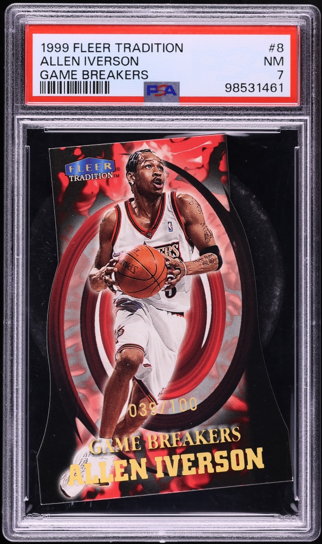 1999 Fleer Tradition Game Breakers Allen Iverson /100 #8 PSA 7 NRMT - Photo 1