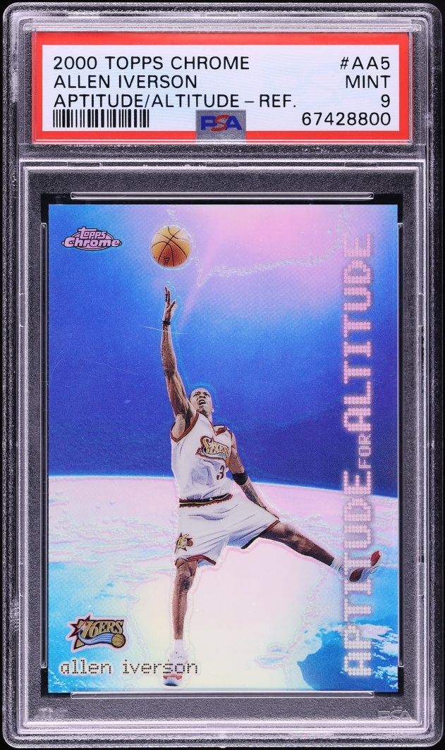 2000 Topps Chrome Aptitude For Altitude Refractor Allen Iverson #AA5 PSA 9 MINT - Photo 1