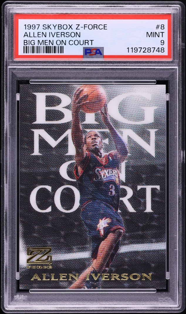 1997 Skybox Z-Force Big Men On Court Allen Iverson #8 PSA 9 MINT - Photo 1