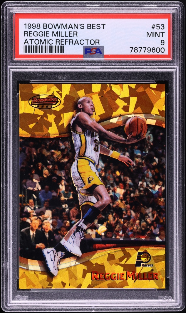 1998 Bowman's Best Atomic Refractor Reggie Miller /100 #53 PSA 9 MINT - Photo 1