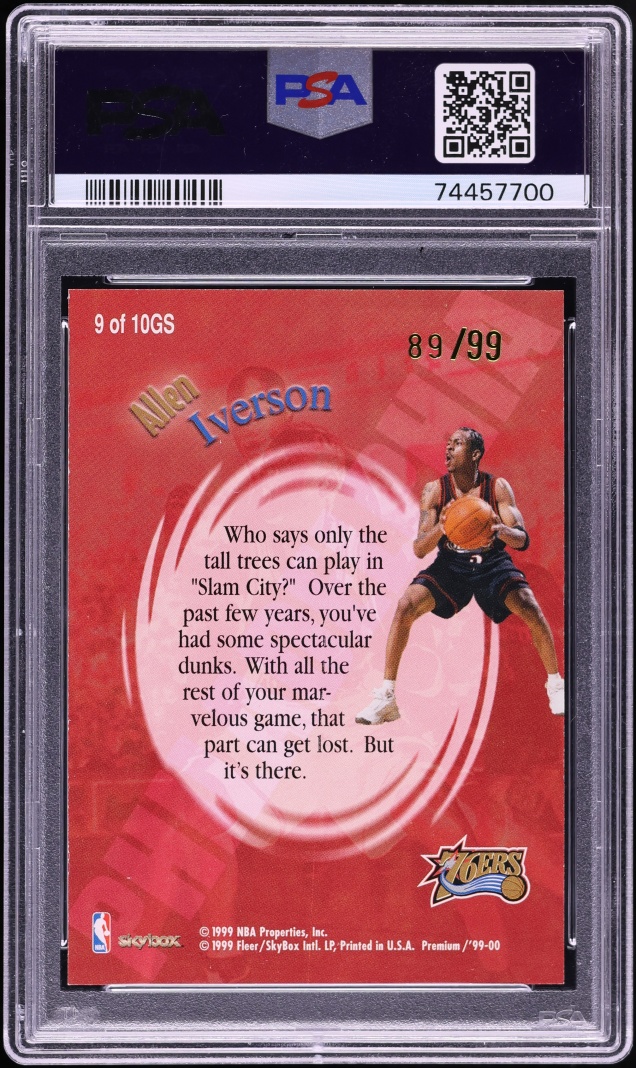 1999 Skybox Premium Good Stuff More Good Stuff Allen Iverson /99 #9 PSA 6 EXMT - Photo 2