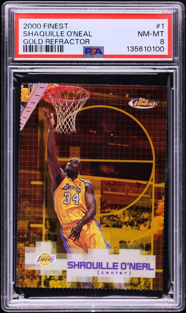 2000 Finest Gold Refractor Shaquille O'Neal /100 #1 PSA 8 NM-MT - Photo 1