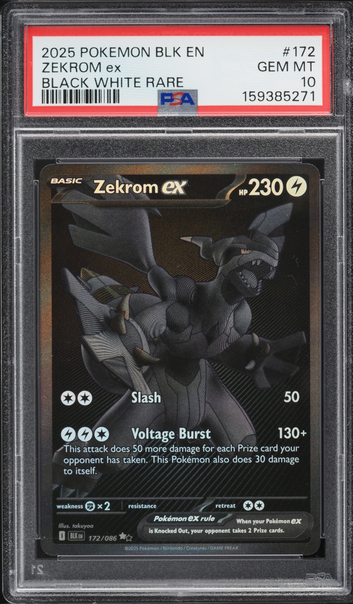 2025 Pokemon Scarlet & Violet Black Bolt BWR Zekrom EX #172 PSA 10 GEM MINT